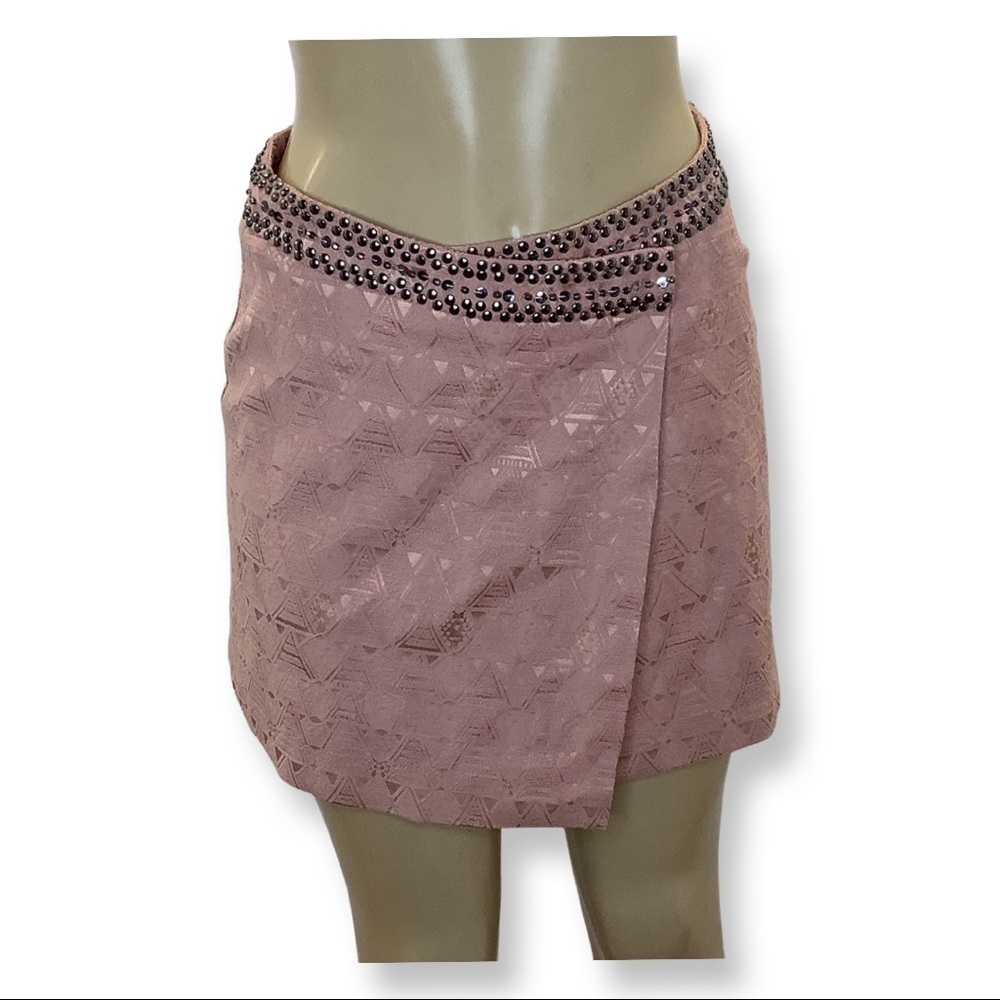 Feline Mini Skirt with Sequence & Stones Waist